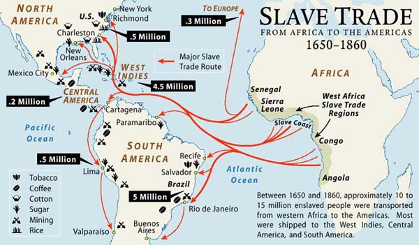 map of the trans atlantic slave trade